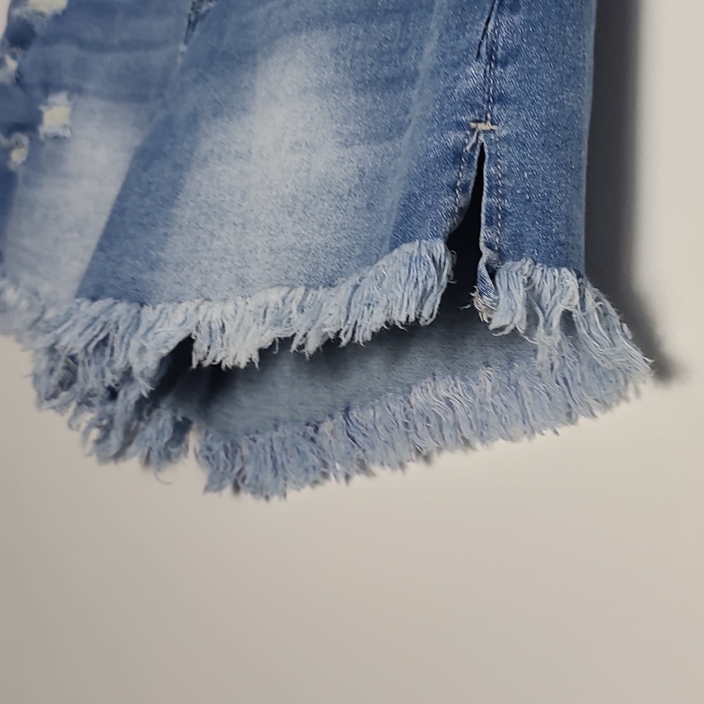🚨LAST CHANCE🚨LUVAMIA Denim Jean Shorts Frayed Hem High Rise Cotton Size Medium - Picture 7 of 15